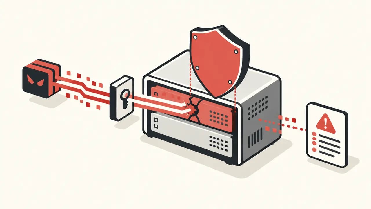 Illustration: a red attack path crosses an edge gateway's OAuth key and damages its data plane while a shield and warning log respond.
